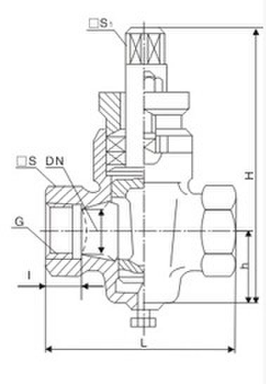 X13T-1.0二通铸铁内螺纹铜芯旋塞阀外形结构尺寸图